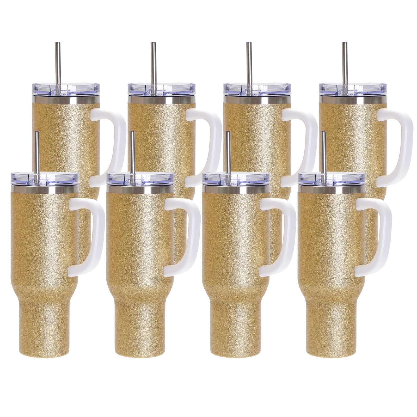 Wholesale Sublimation Blanks Tumblers 40 OZ Glitter Bulk with Removeable Handle Plastic,Leakproof Lid and Stainless Straws(3 Glitter Color Options)8 Pack & 24 Pack & 48 Pack