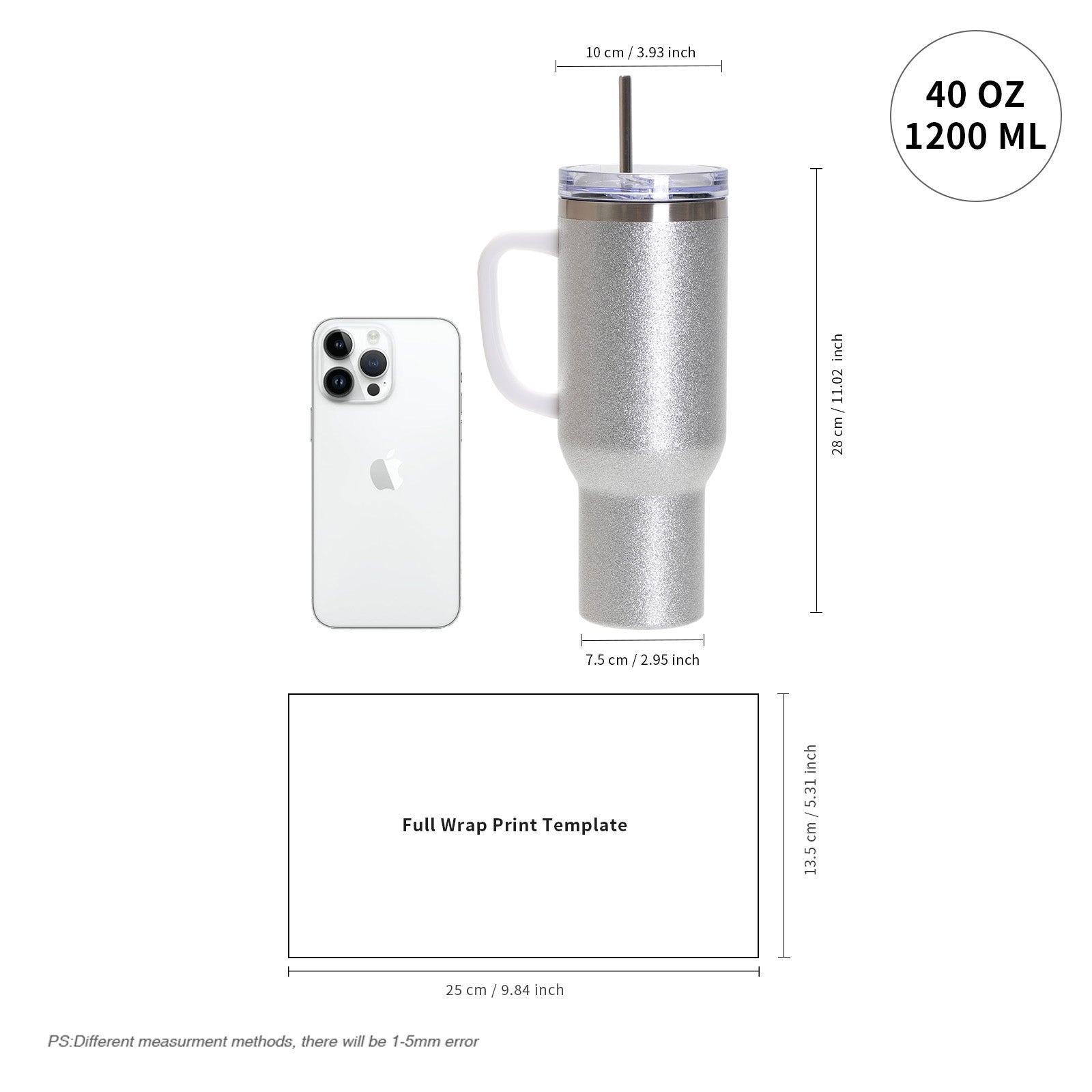 Wholesale Sublimation Blanks Tumblers 40 OZ Glitter Bulk with Removeable Handle Plastic,Leakproof Lid and Stainless Straws(3 Glitter Color Options)8 Pack & 24 Pack & 48 Pack