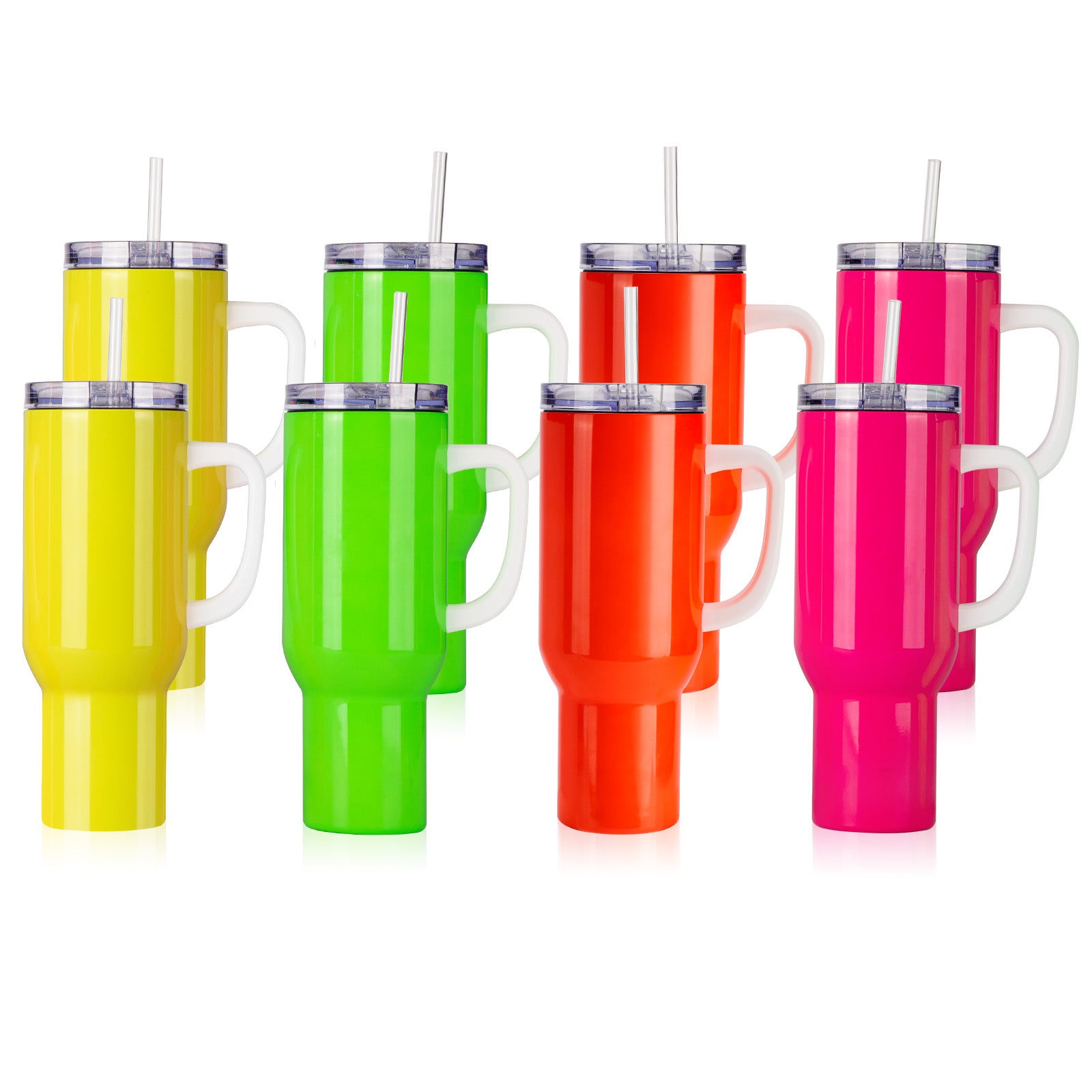 8 Pack 40 OZ Neon Sublimation Tumblers with Removeable Handle,Leakproo ...