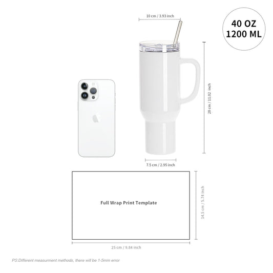 Wholesale 40 OZ Sublimation Blanks Tumblers Bulk with Removeable Handle Plastic,Leakproof Lid and Stainless Straws 4 Pack & 24 Pack & 48 Pack