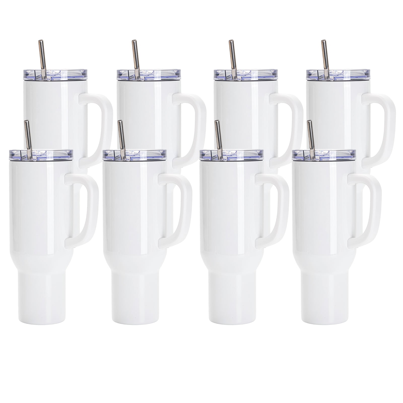 Wholesale 40 OZ Sublimation Tumblers with Removeable Handle Plastic,Leakproof Lid and Stainless Straws 8 Pack & 24 Pack & 48 Pack