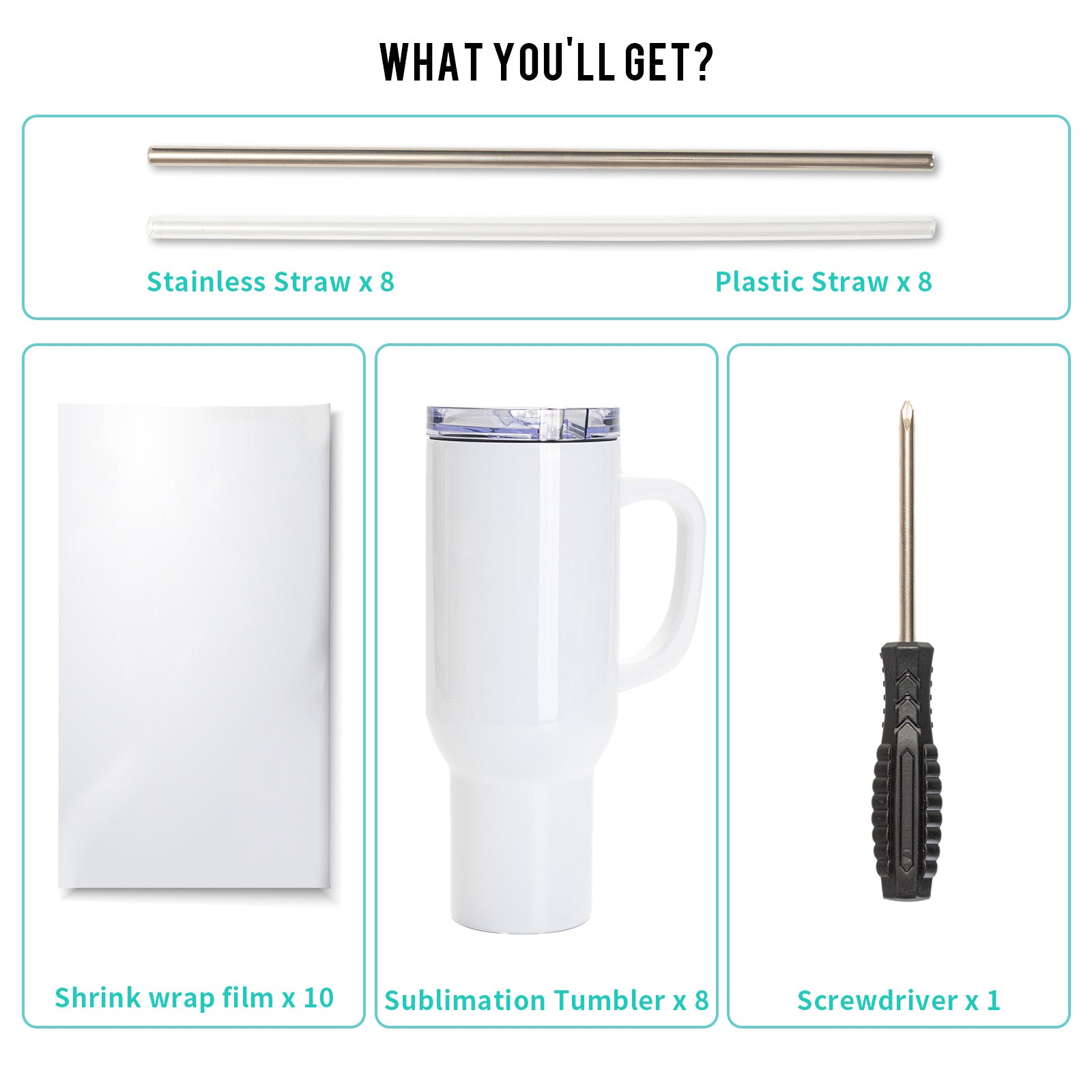 40 OZ Adventure Tumblers White With Removable Plastic Handle, Metal &  Plastic 2 Straws and Leak-proof Slide Lid 2 Pack