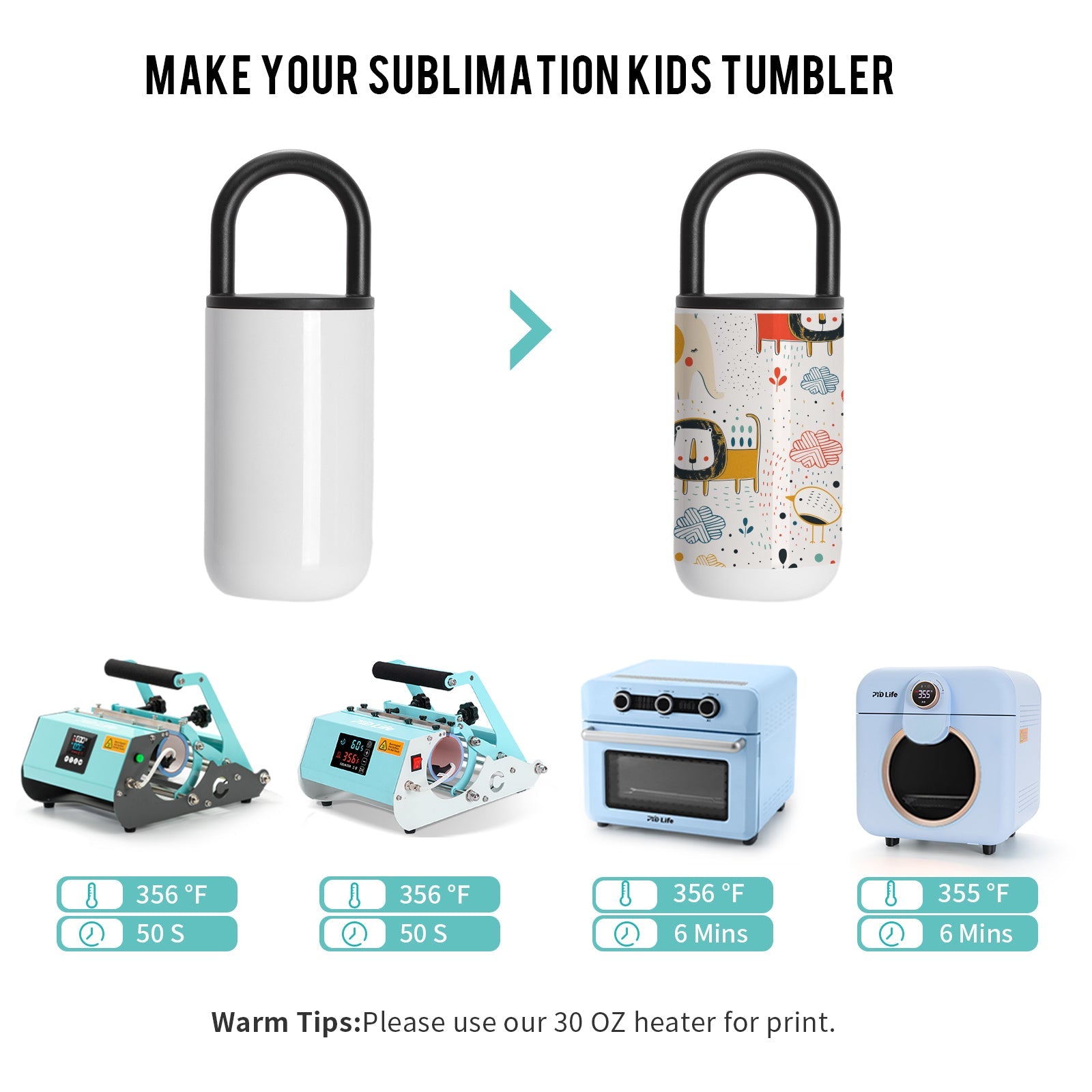 Wholesale 2 in 1 Sublimation Kids Tumbler Mug Stainless Steel White with 2 Lids 8 Pack & 24 Pack & 48 Pack