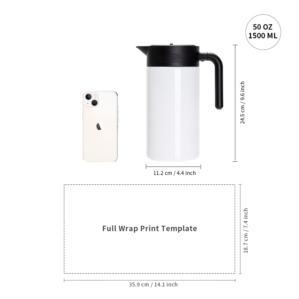 Wholesale 50 OZ 1.5 Liter Sublimation Thermal Insulated Coffee Carafe Pot with Filter White 2 Pack & 12 Pack & 24 Pack