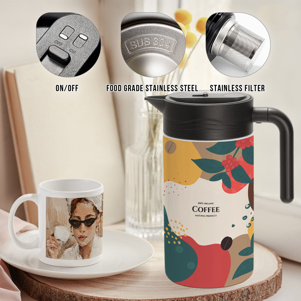 Wholesale 50 OZ 1.5 Liter Sublimation Thermal Insulated Coffee Carafe Pot with Filter White 2 Pack & 12 Pack & 24 Pack
