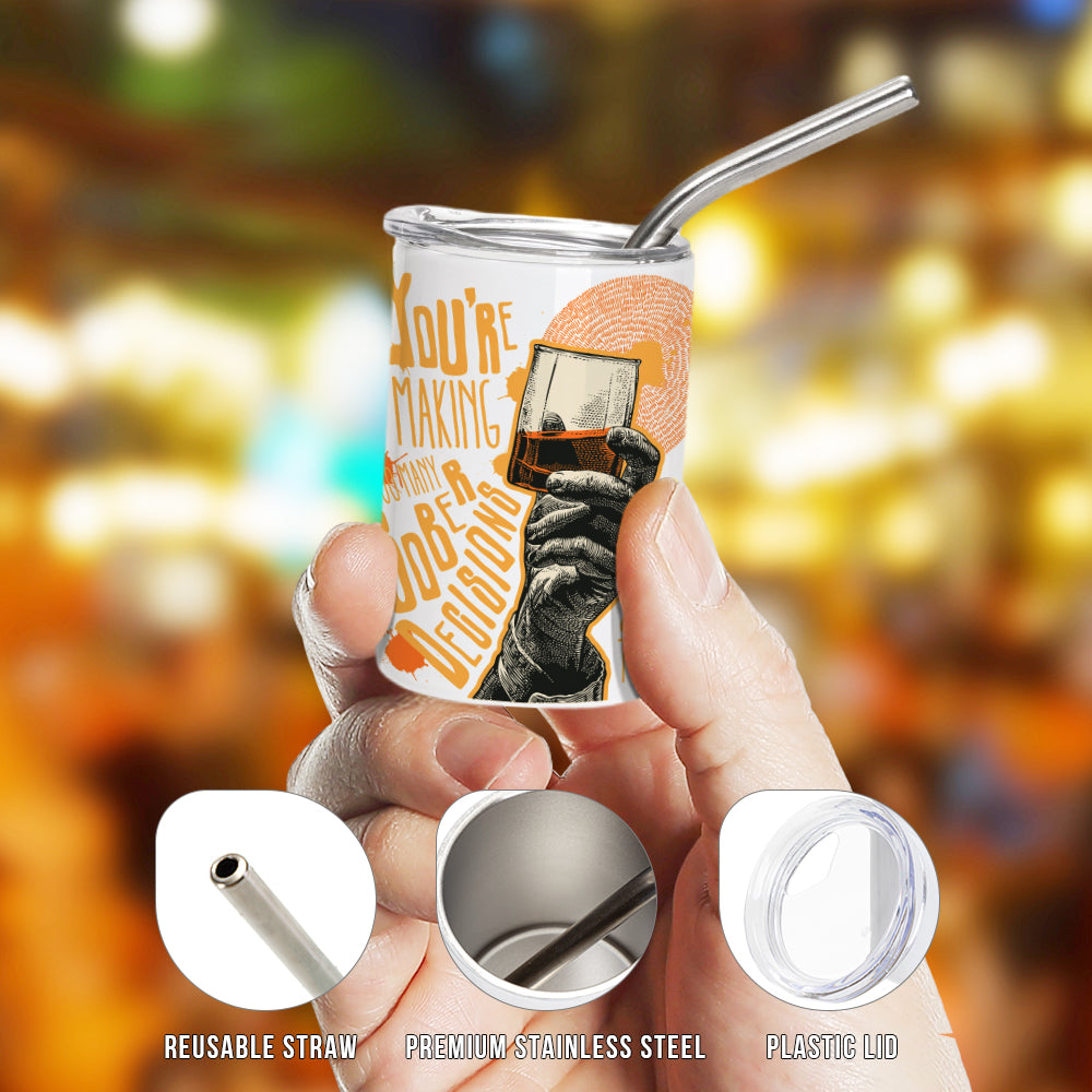 3 OZ 90 ml Sublimation Stainless Steel Mini Tumbler Blanks Shot Straight w/ Metal Straw White 12 Pieces