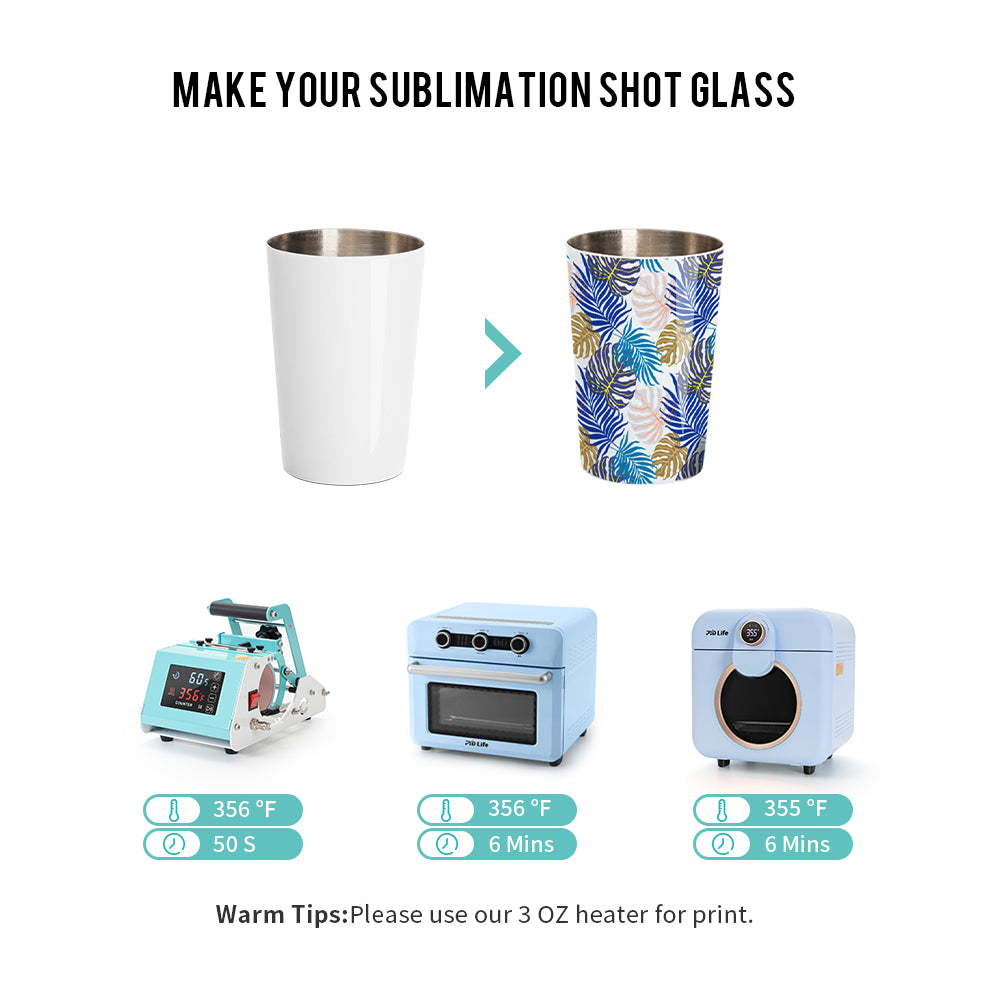 2oz 70ml Sublimation Stainless Steel Mini Tumbler Shot Glass Single Wall White 12 Pieces