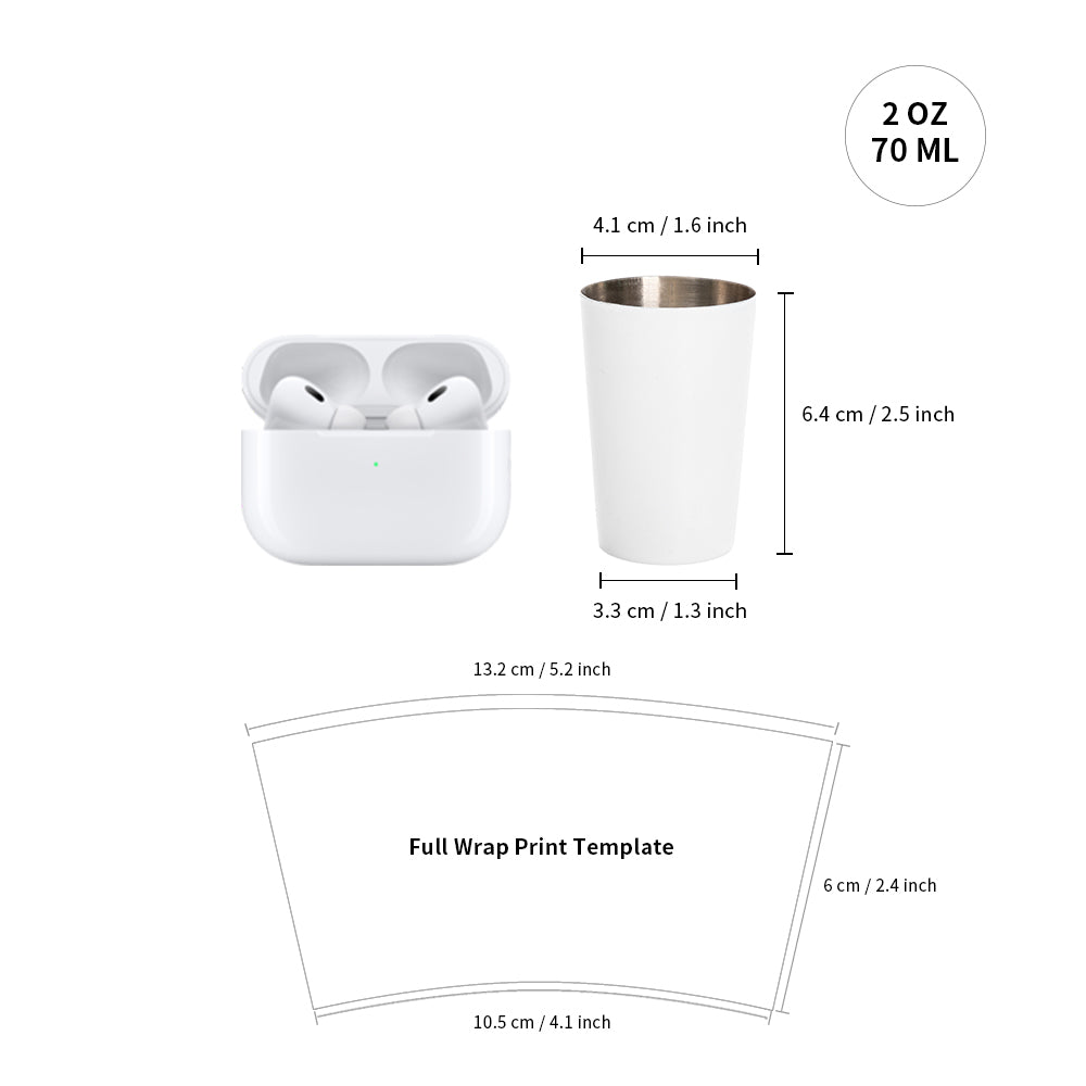 2oz 70ml Sublimation Stainless Steel Mini Tumbler Shot Glass Single Wall White 12 Pieces