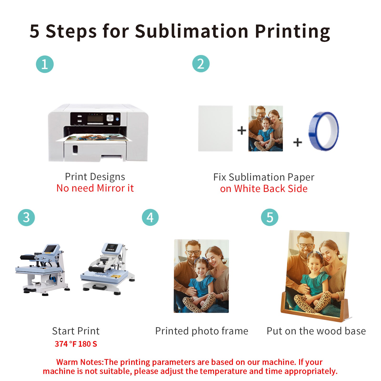 Wholesale 6" x 8" Sublimation Night Lights Blanks LED Glass Photo Frames Panels Bulk White with Warm Light,with Wood Stand for Mother's Day Gift