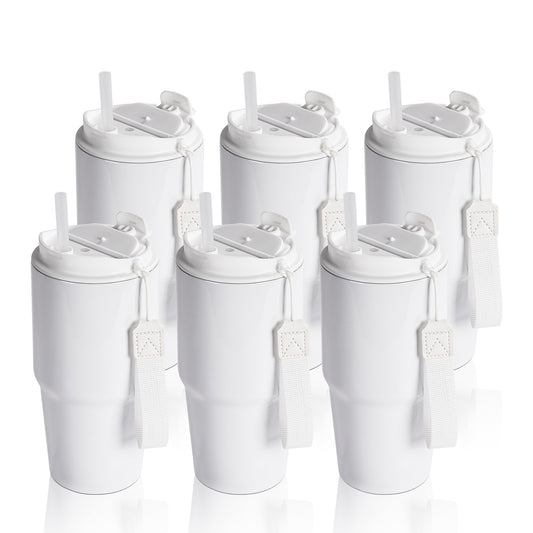 Wholesale Sublimation Tumblers 20 OZ White Blanks with Lid and Plastic Straw Portable String Stainless Steel Coffee Cups 6 Pack & 12 Pack & 24 Pack