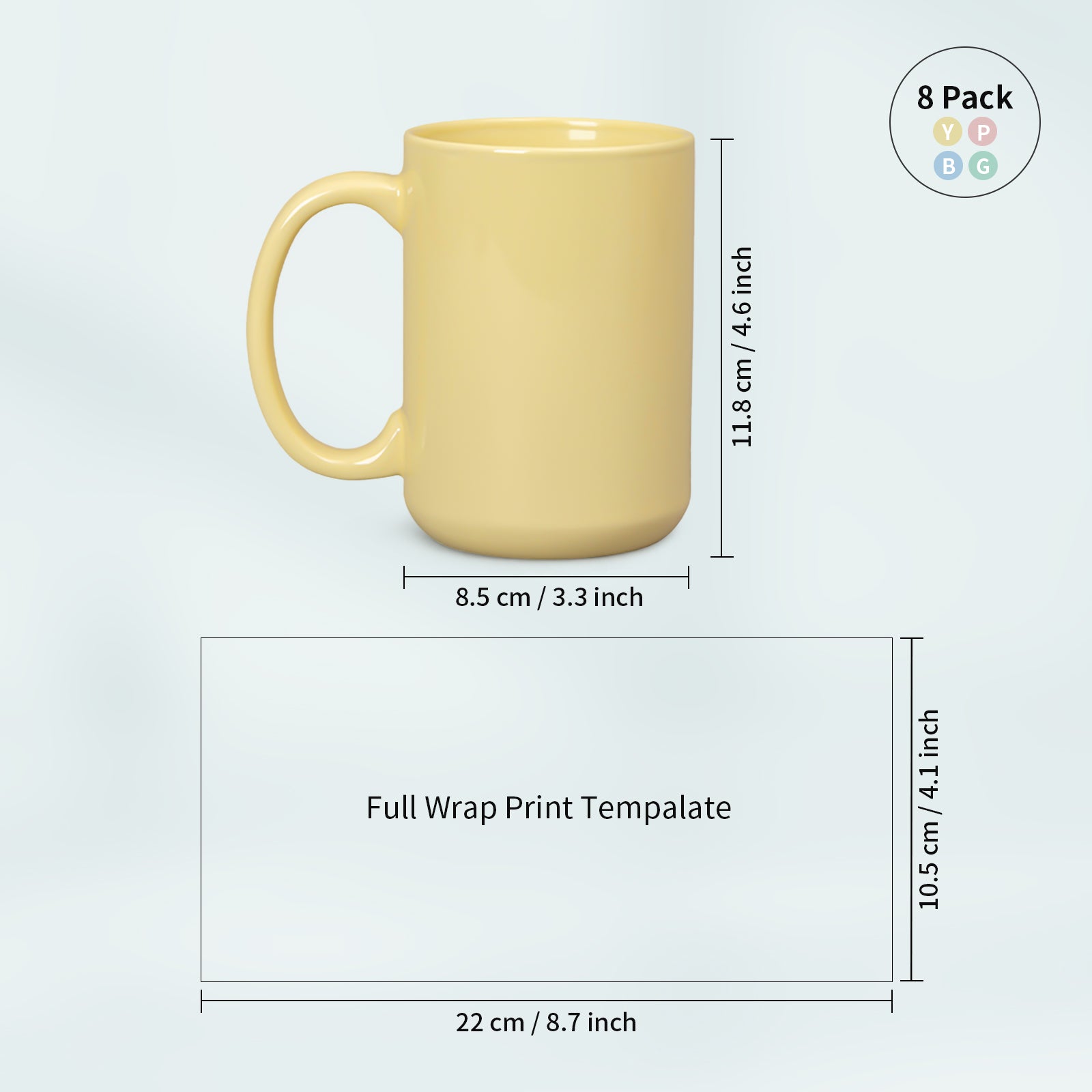 Wholesale 8 Pack Sublimation Mugs 15 OZ Mixed Macaron Colors Ceramic Cups Sublimation Coffee Photo Mug