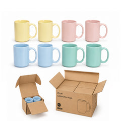 Sublimation Mugs 15 OZ Mixed Macaron Colors Ceramic Cups Sublimation Coffee Photo Mugs, Soft Tone Design
