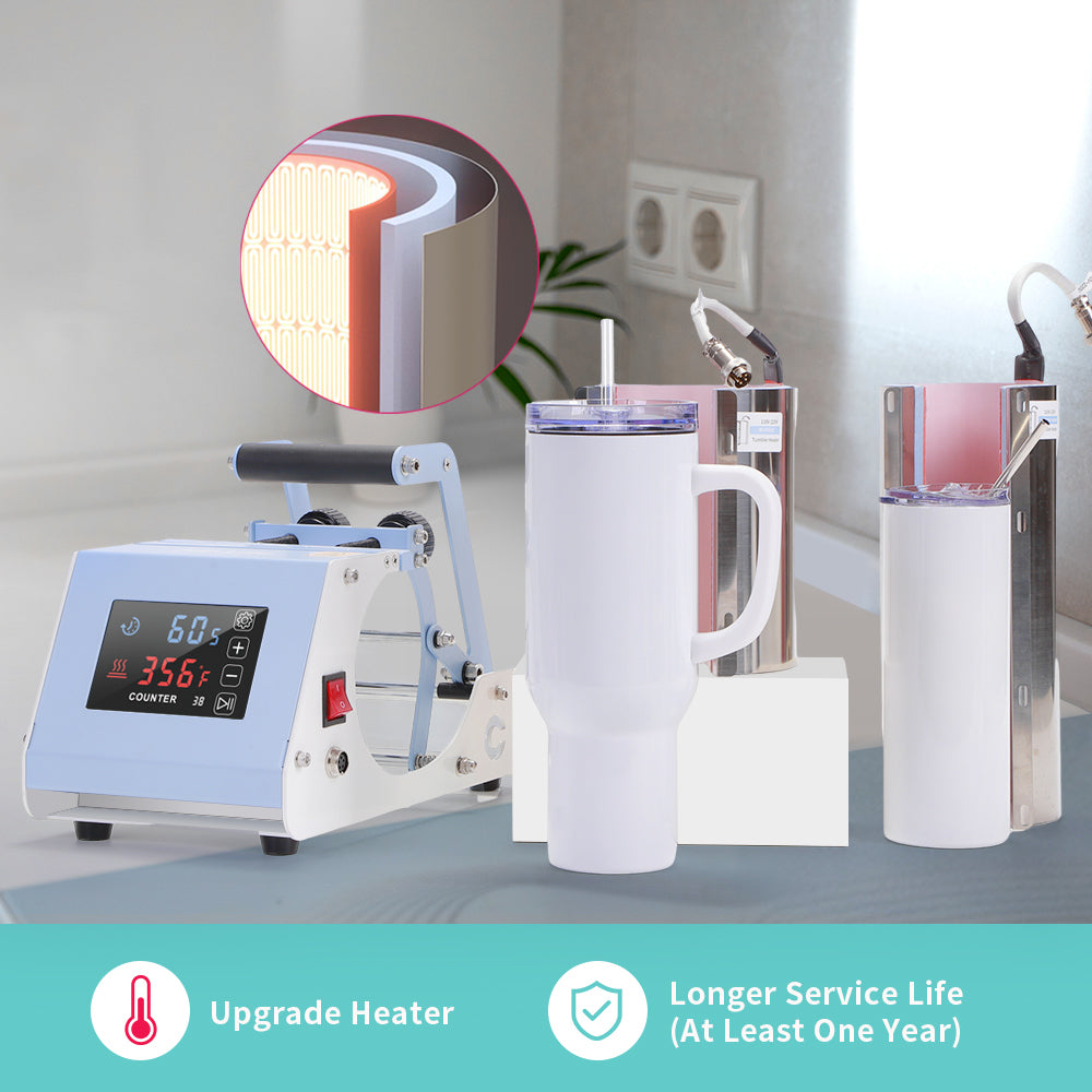 40 oz 30 oz V3.0 Pro 2 in 1 mug press Heat Press Machine Sublimation Starter Benginers Kit Bundle with 20 OZ Sublimation Tumblers,40 OZ Sublimation Tumblers,Sublimation Paper,Cup Tumbler Cradle and Butcher Paper