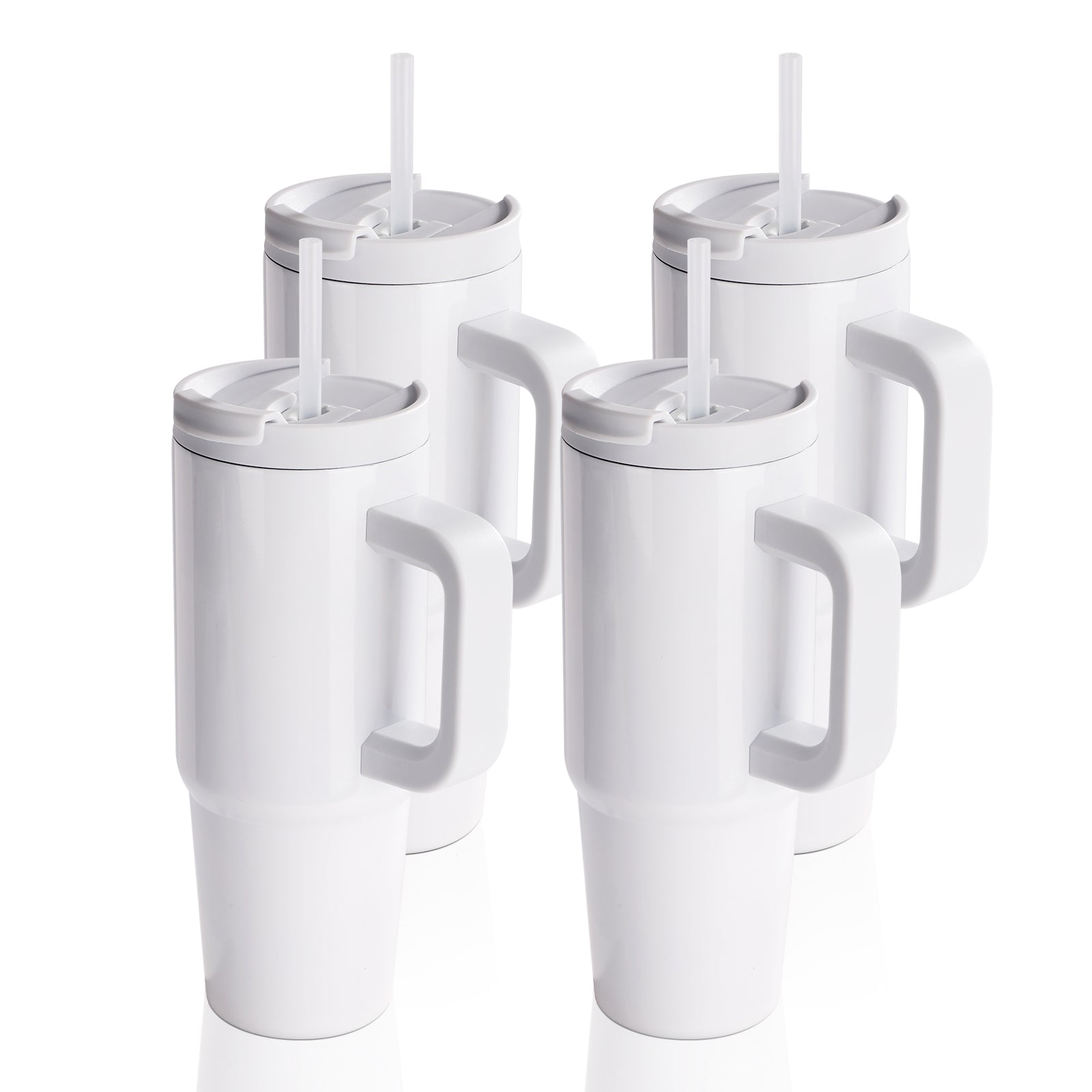 4 Pack & 8 Pack & 24 Pack Sublimation Tumblers 30 OZ with Removable Handle White Blanks Stainless Steel Cups Mugs with Lid and Plastic Straw
