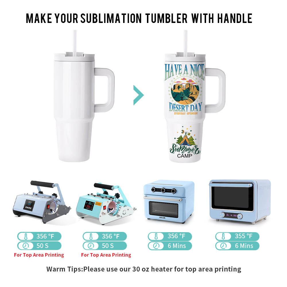 Wholesale Sublimation Tumblers 30 OZ with Removable Handle White Blanks Stainless Steel Cups Mugs with Lid and Plastic Straw 4 Pack & 8 Pack & 24 Pack
