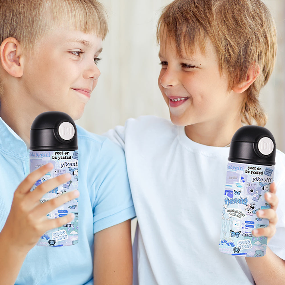 Wholesale 12 OZ Sublimation Kids Water Bottles Blanks, Sippy Up Tumblers with Pop Lid Bulk for Tumbler Press Oven 25 Pack & 50 Pack (Shipping from China)