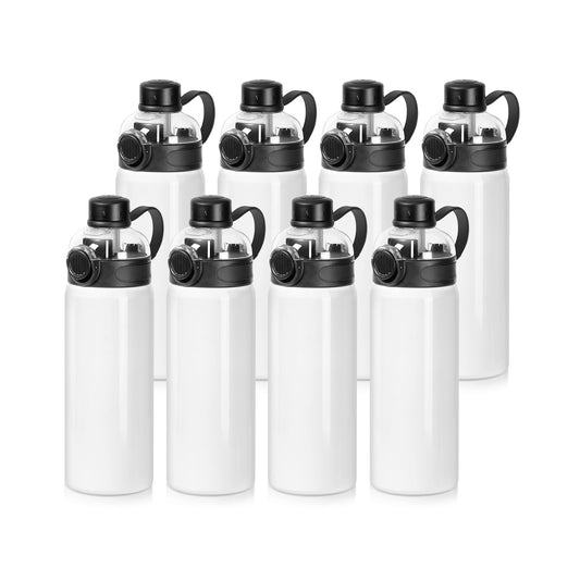 Wholesale Sublimation Sports Insulated Water Bottle Blanks Vacuum Tumblers with Straw Spout Pop Lid and Silicone Handle for Gym,Hiking,Outdoors(2 Size) 8 Pack & 24 Pack