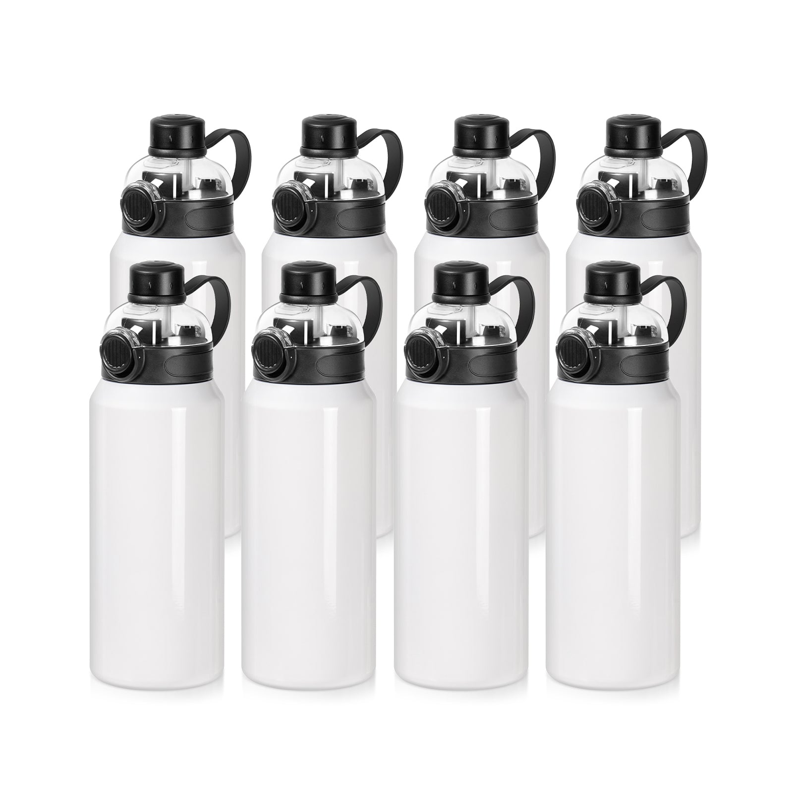 Wholesale Sublimation Sports Insulated Water Bottle Blanks Vacuum Tumblers with Straw Spout Pop Lid and Silicone Handle for Gym,Hiking,Outdoors(2 Size) 8 Pack & 24 Pack