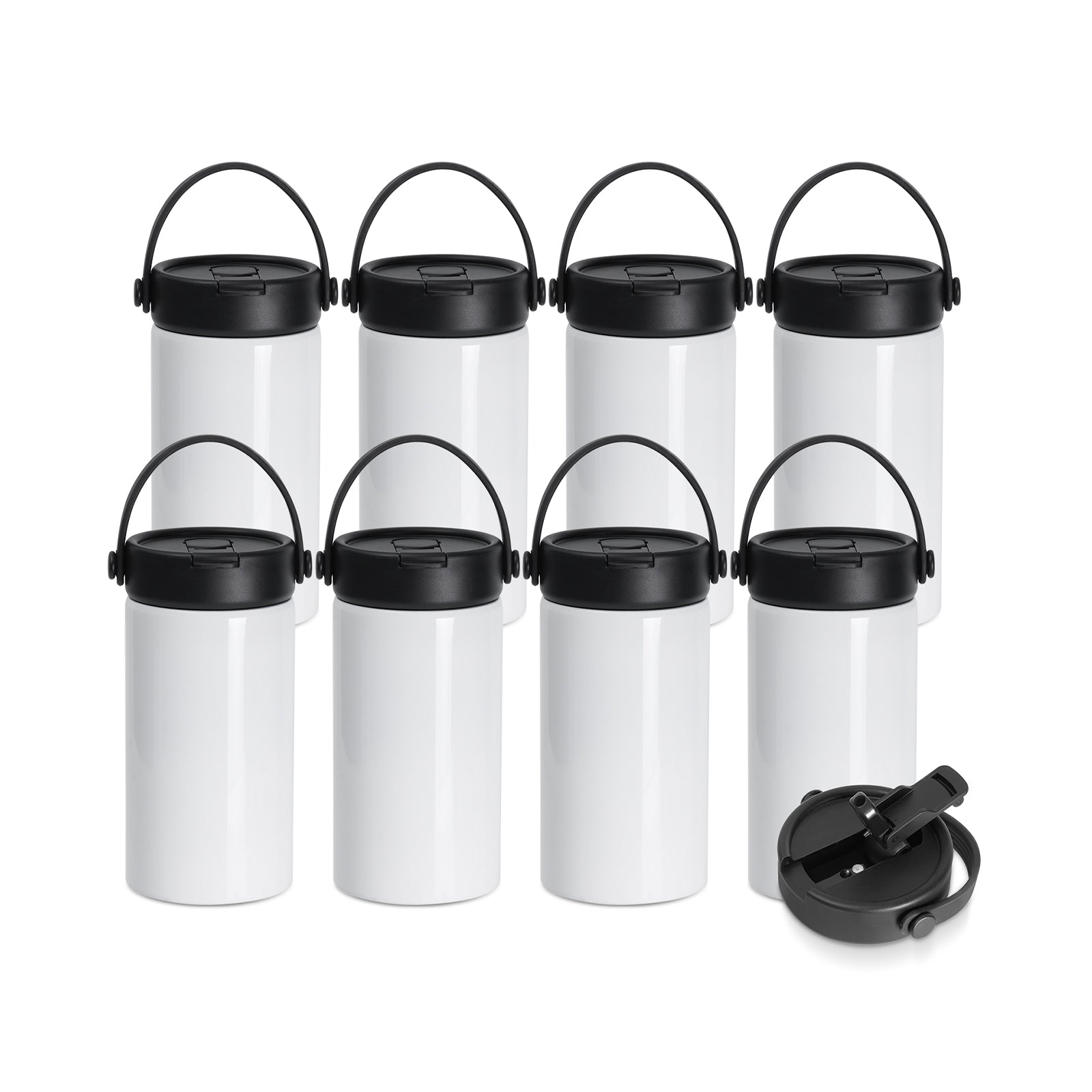 Wholesale Sublimation Water Bottle Blanks Bulk Sports Wide Mouth Vacuum Insulated Straight Tumblers with Flip Straw and Portalbe Handle(2 Size) 8 Pack & 24 Pack