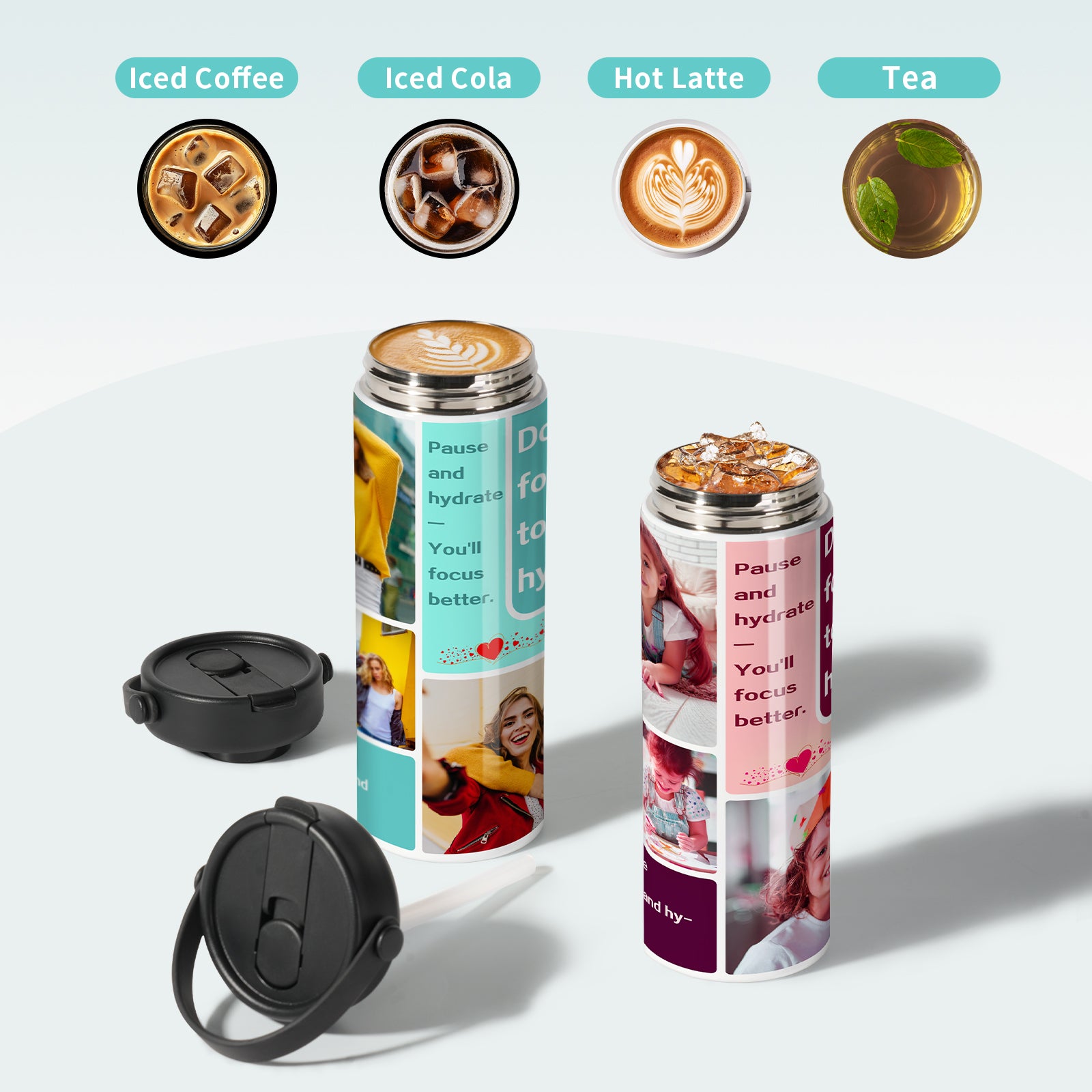 Wholesale 20 OZ 30 OZ Sublimation Straight Kids Tumblers Water Bottles with Flip Straw and Portalbe Handle 2 Pack & 8 Pack & 24 Pack