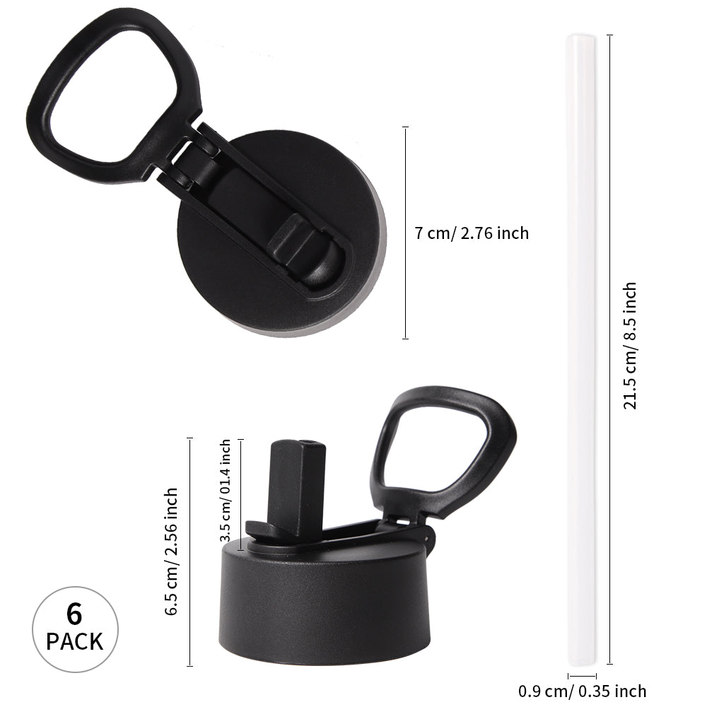 Replacement Sippy Up Plastic Lid with Straw and Handle for 17 OZ 25 OZ 30 OZ,18 OZ 22 OZ 32 OZ Sublimation Sports Water Bottles 6 PCS or 12 PCS