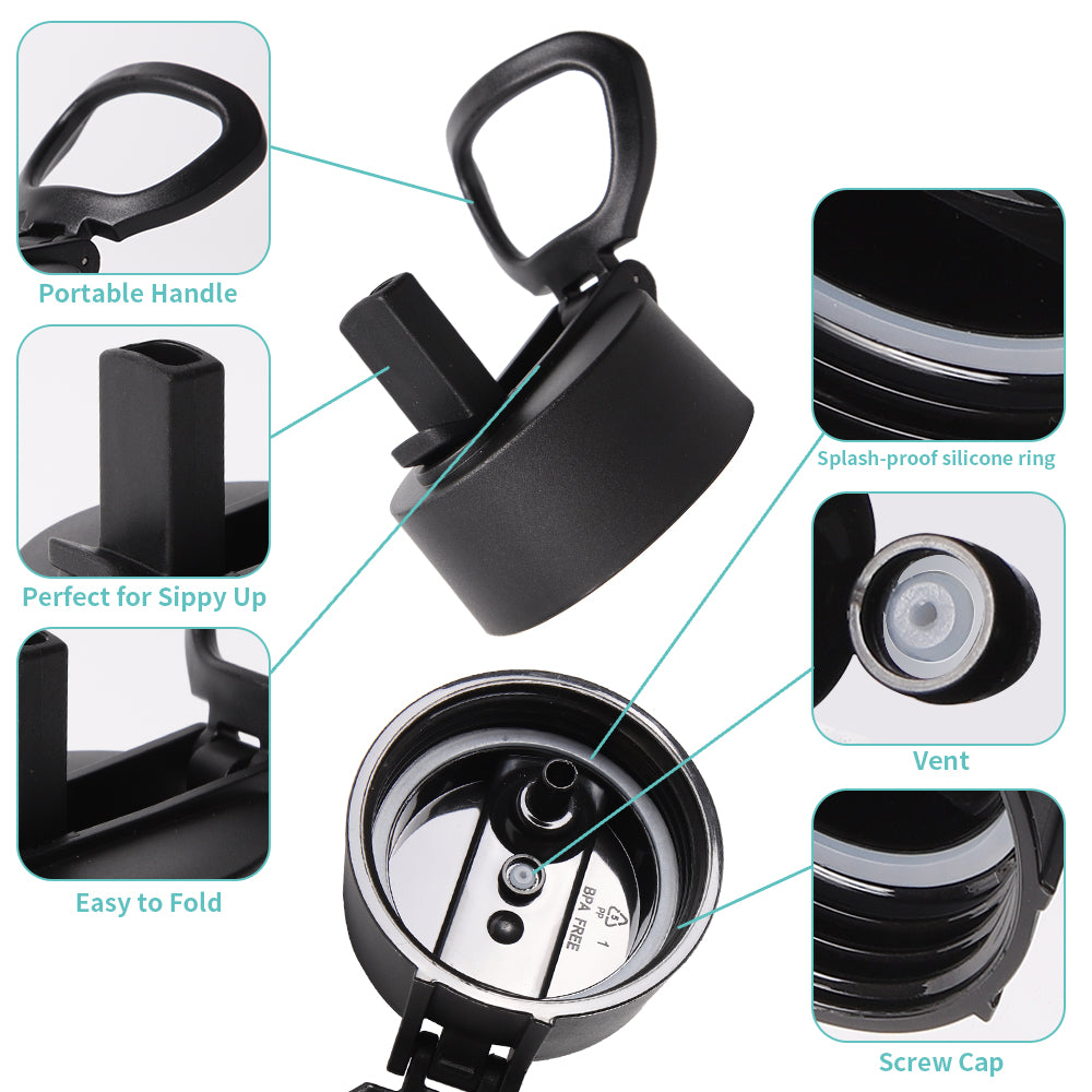 Replacement Sippy Up Plastic Lid with Straw and Handle for 17 OZ 25 OZ 30 OZ,18 OZ 22 OZ 32 OZ Sublimation Sports Water Bottles 6 PCS or 12 PCS