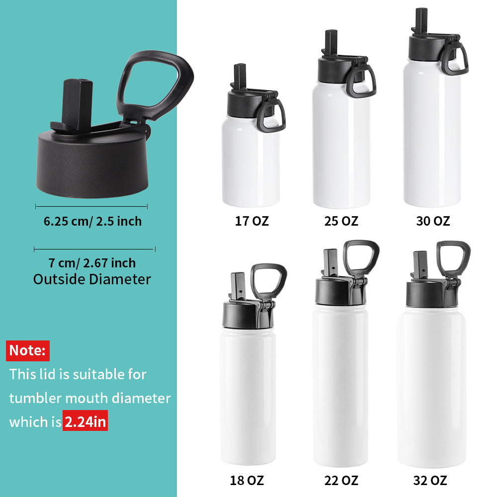 Replacement Sippy Up Plastic Lid with Straw and Handle for 17 OZ 25 OZ 30 OZ,18 OZ 22 OZ 32 OZ Sublimation Sports Water Bottles 6 PCS or 12 PCS