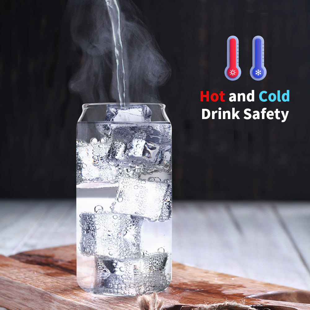 Wholesale 18 OZ Glass Cups Cans with Bamboo Lids,Glass Straw and 2 Cleaning Brushes Clear Glasses Drinking Set 12 Pack & 48 Pack & 96 Pack