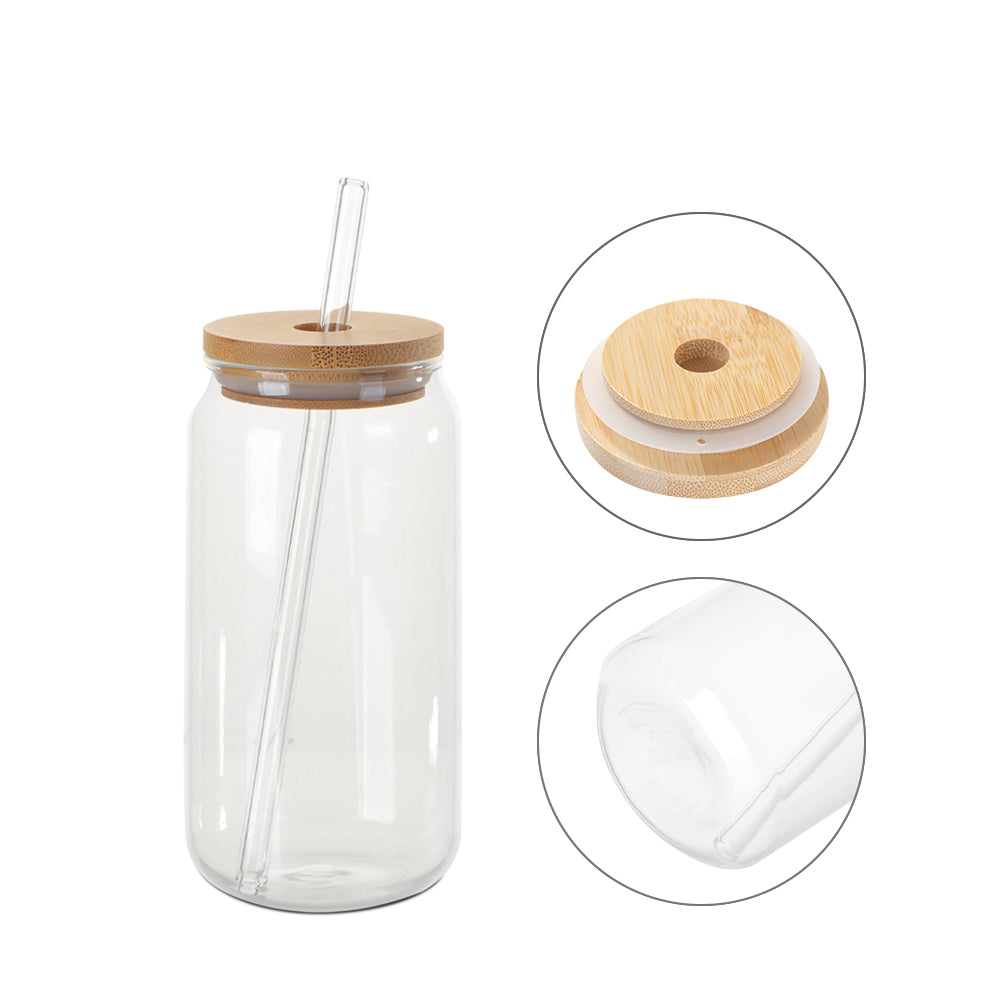 Buy Wholesale Beer Can Glass With Bamboo Lids and Glass Straws