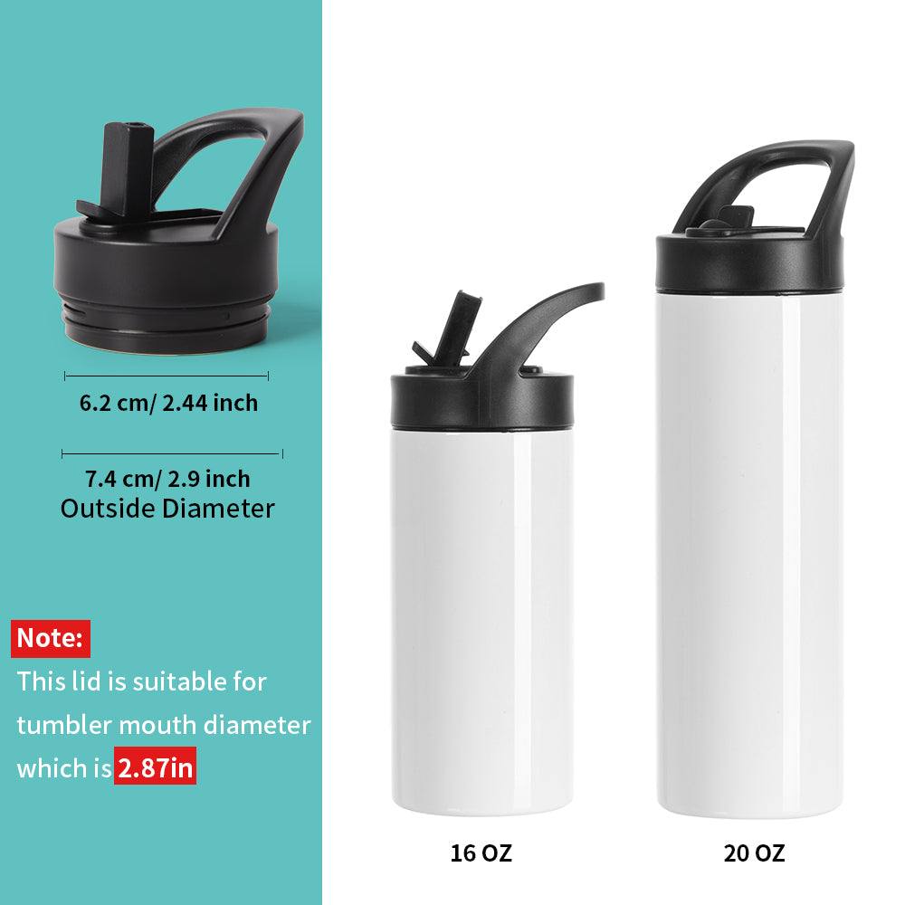 12 Pack Replacement Sippy Up Plastic Lid with Straw and Handle for 16 OZ 20 OZ Sublimation Skinny Water Bottles