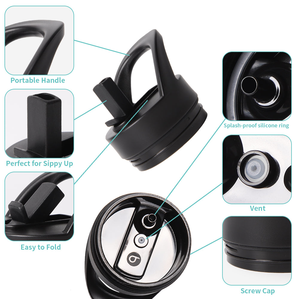 12 Pack Replacement Sippy Up Plastic Lid with Straw and Handle for 16 OZ 20 OZ Sublimation Skinny Water Bottles