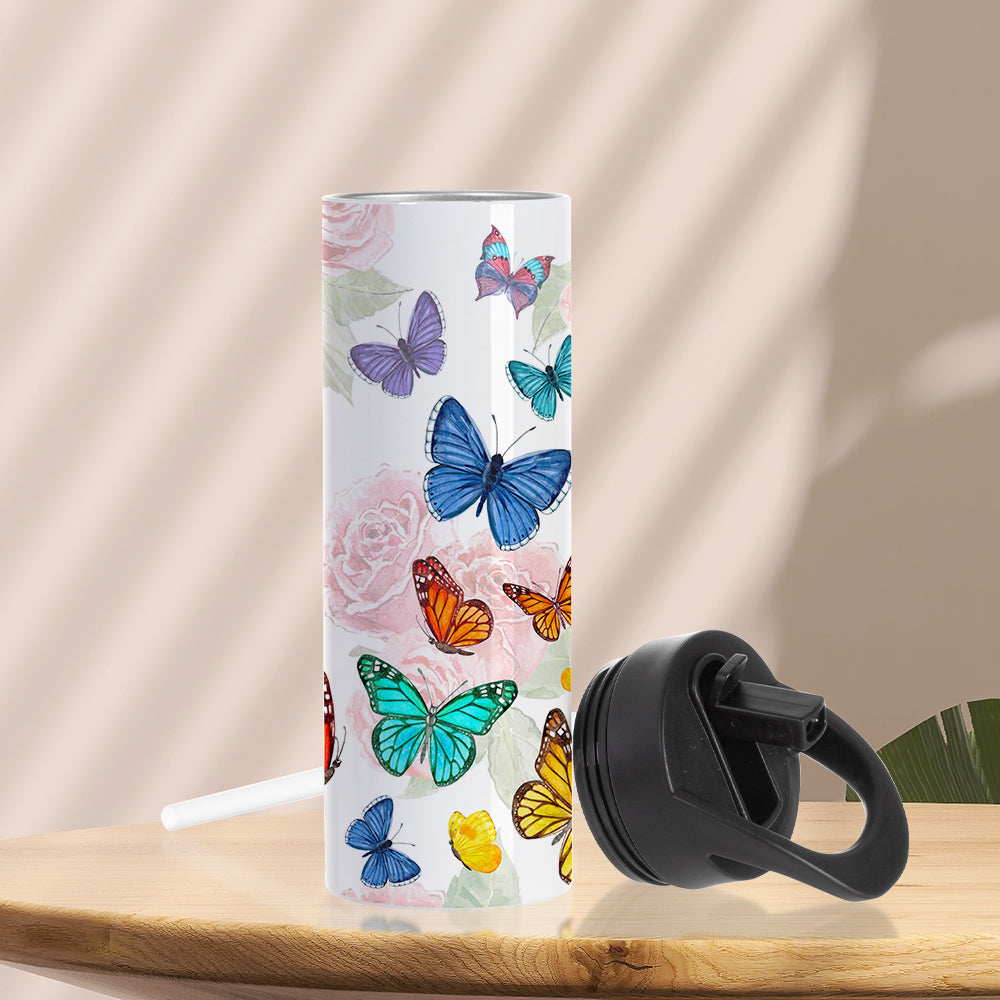 12 Pack Replacement Sippy Up Plastic Lid with Straw and Handle for 16 OZ 20 OZ Sublimation Skinny Water Bottles