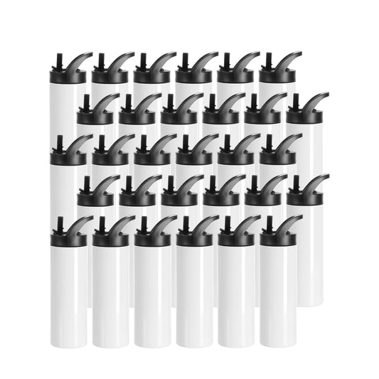 Wholesale 20 OZ Sublimation Kids Water Bottles Tumblers Blanks White with Portable Lid and Straw 8 Pack & 24 Pack & 48 Pack