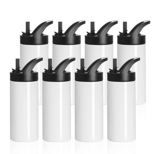 Wholesale 16 OZ Sublimation Skinny Tumbler Bottles White With Screw Handle Cap And Straw 8 Pack & 30 Pack & 60 Pack