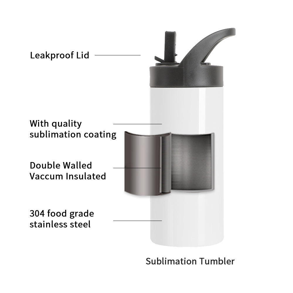 Wholesale 16 OZ Sublimation Skinny Tumbler Bottles White With Screw Handle Cap And Straw 8 Pack & 30 Pack & 60 Pack