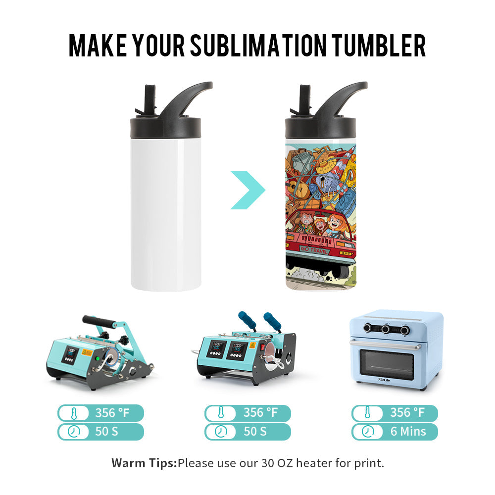 Wholesale 16 OZ Sublimation Skinny Tumbler Bottles White With Screw Handle Cap And Straw 8 Pack & 30 Pack & 60 Pack