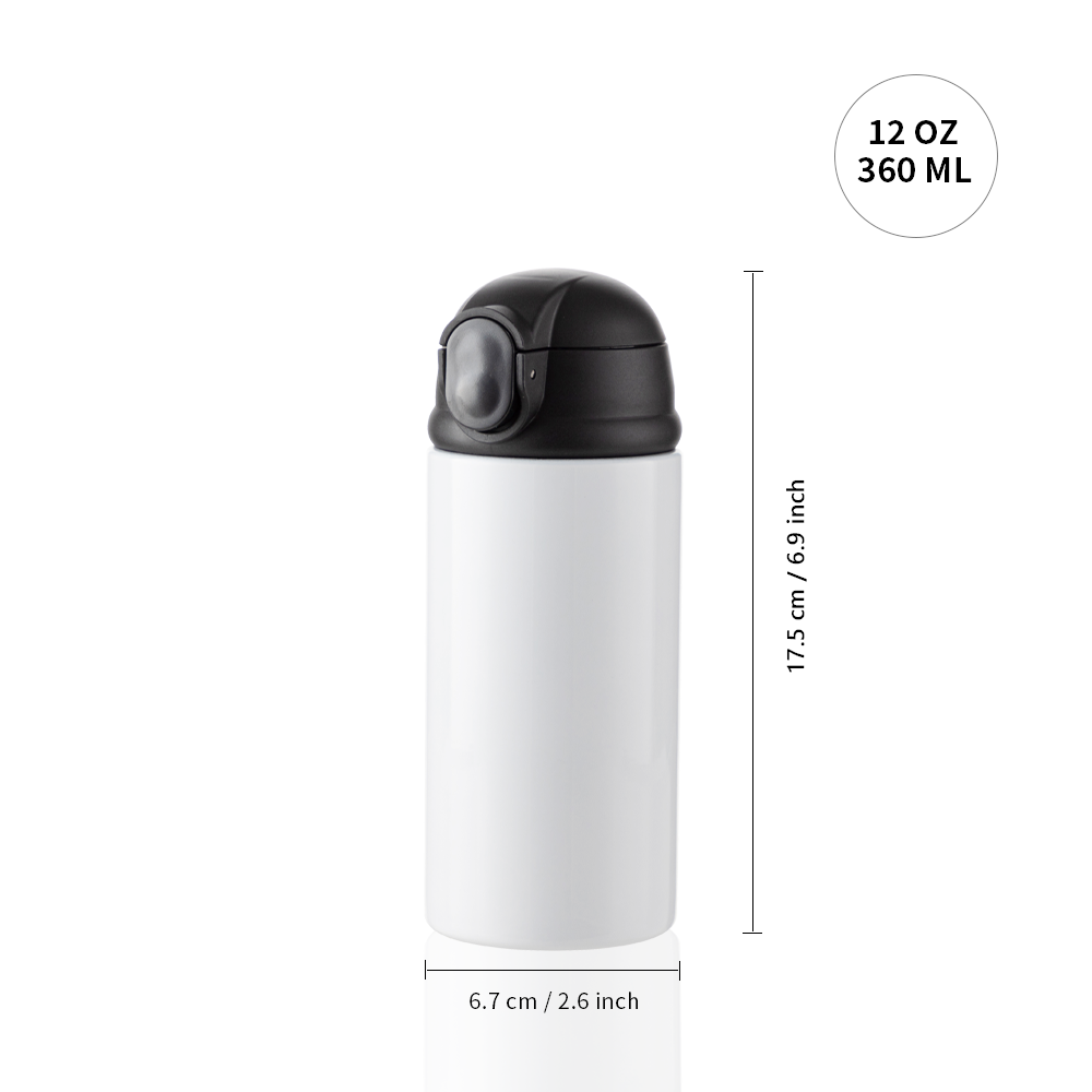 Sublimation Kids Water Bottle White Straight with Flip Lock Black Lid – PYD  LIFE