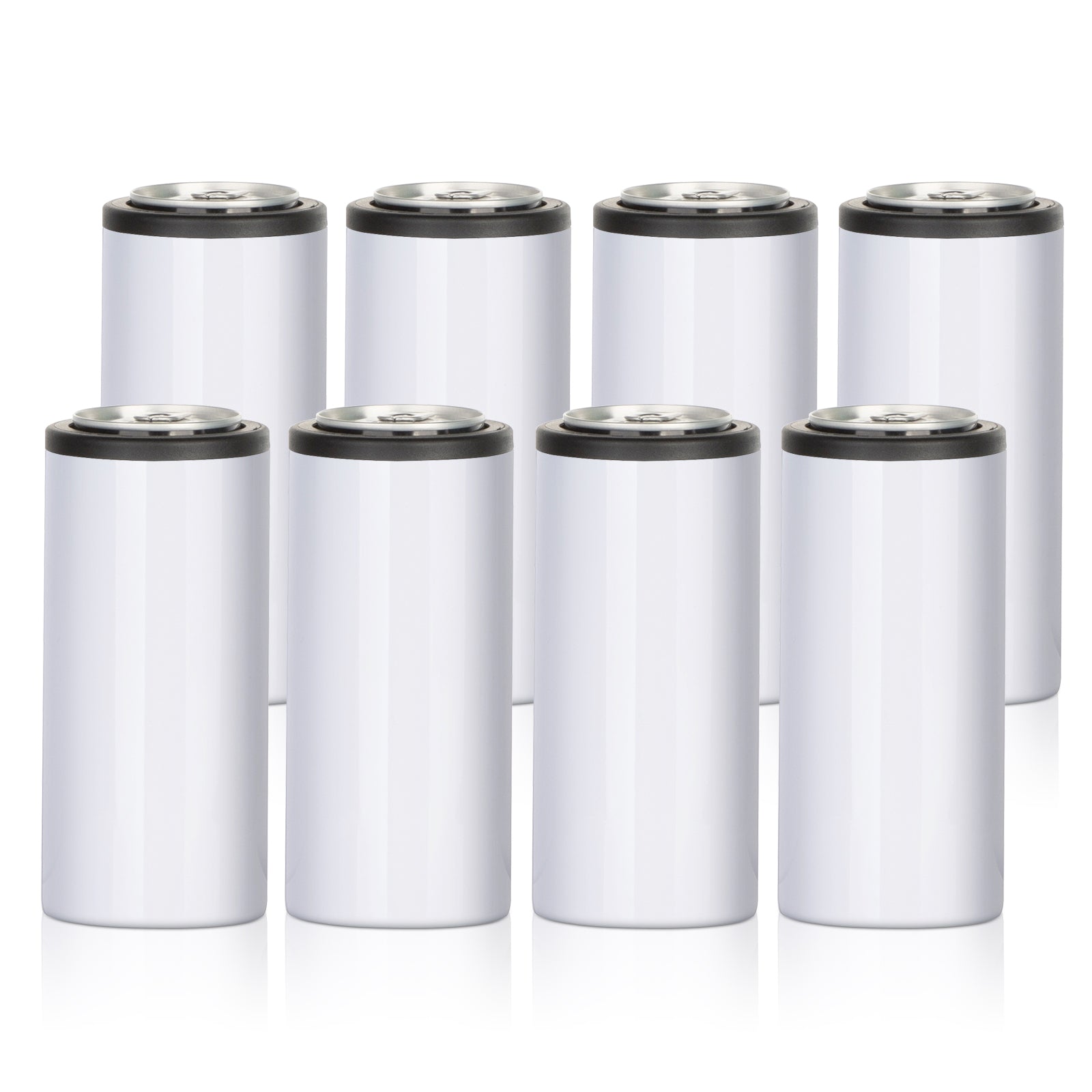 Wholesale 12 OZ Sublimation Slim Can Cooler Insulator Stainless Steel Bulk White 4 Pack & 24 Pack & 48 Pack