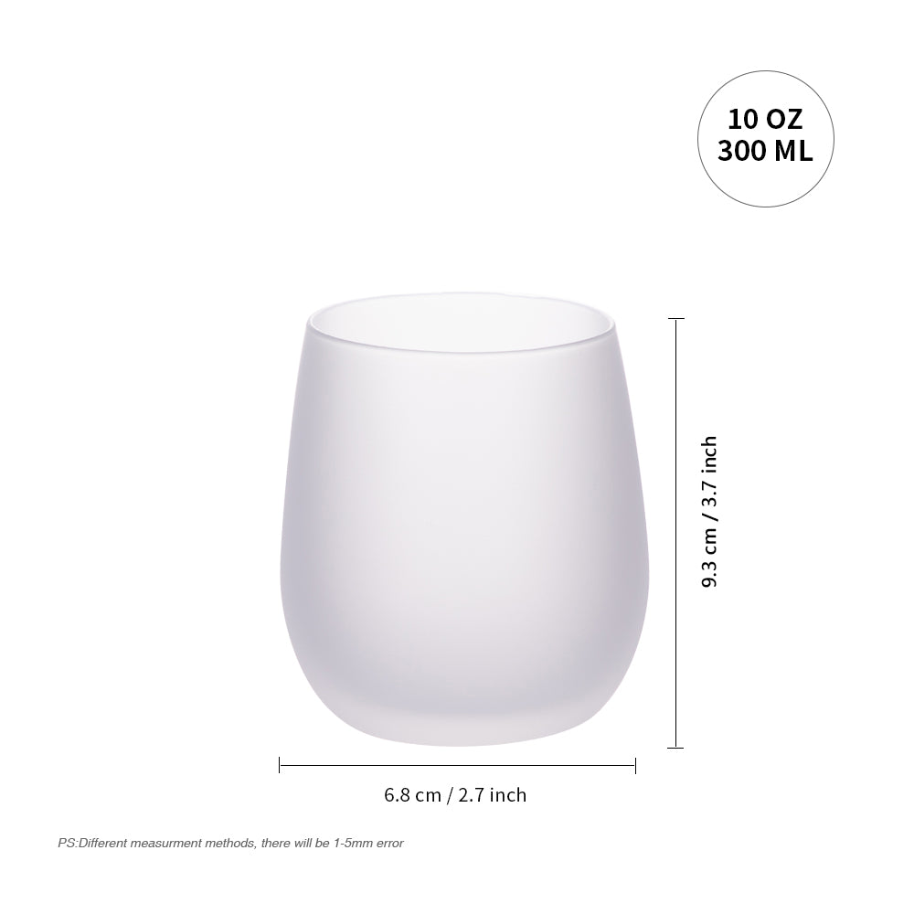 Wholesale 10 OZ Sublimation Blanks Wine Glasses Stemless Frosted Wine Tumbler Glass Cups Mugs Bulk White 12 Pack & 36 Pack & 72 Pack