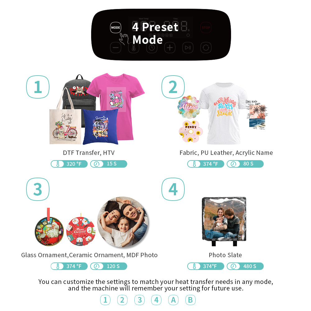 AUTO Heat Press 15x15 Inch Flat T Shirt Heat Press Machine for Heat Transfer Christmas Ornaments Tote Bag DTF HTV Vinyl