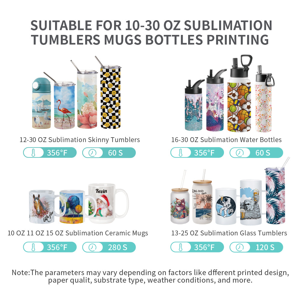 Auto Tumbler Heat Press Sublimation Starter Benginers Kit Bundle with Sublimation Tumblers,Sublimation Tape,Cups Cradle with Clamp  and Butcher Paper (4 Options)