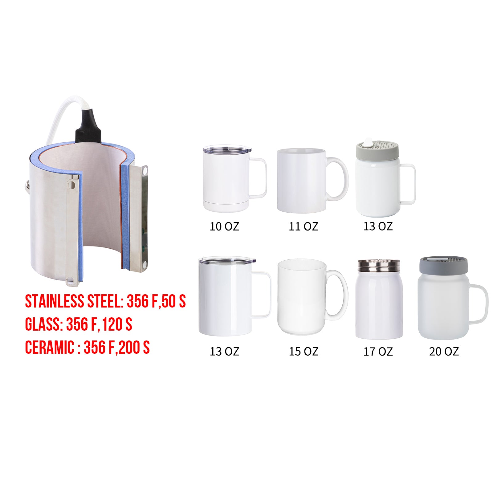 (13 heater options) Tumbler Mug Heater Attachments with 5 Pin ONLY for PYD Life V3 Tumbler Heat Press(Ship from China)