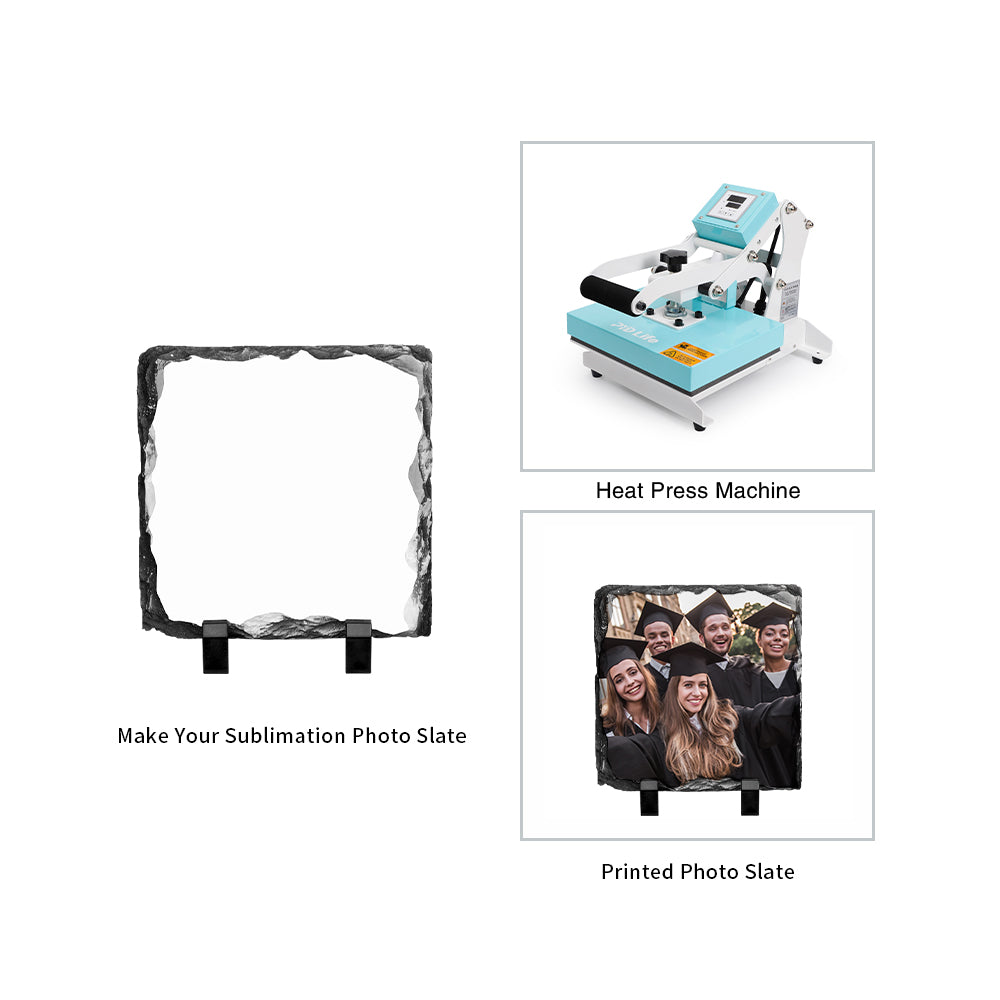 6 Pack Sublimation Slate Blanks, 7.5 x 5.5 inch Sublimation Photo Slate with Display Stands, Heat Thermal Transfer Photo Plaque with Display Holders