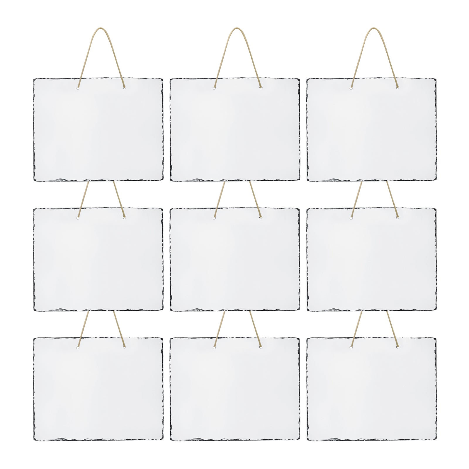 Wholesale Sublimation Hanging Photo Slates Rock Blanks 9.5" x 11.4" Bulk Stone Frames Wall Hanger with Rope for Home Decor 9 Pack