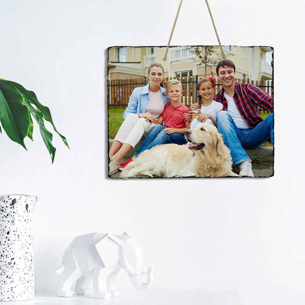 Wholesale Sublimation Hanging Photo Slates Rock Blanks 9.5" x 11.4" Bulk Stone Frames Wall Hanger with Rope for Home Decor 9 Pack