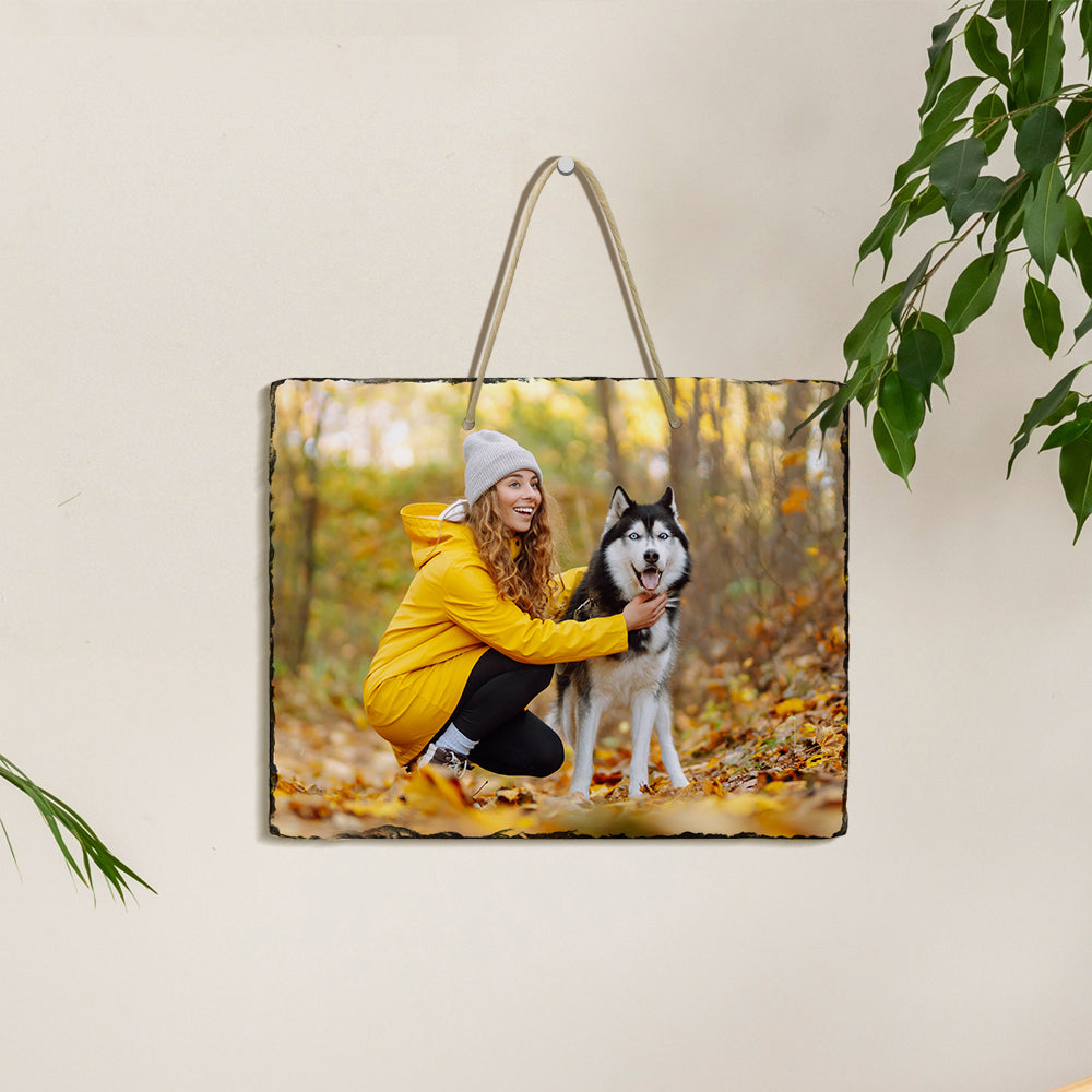 Wholesale Sublimation Hanging Photo Slates Rock Blanks 9.5" x 11.4" Bulk Stone Frames Wall Hanger with Rope for Home Decor 9 Pack