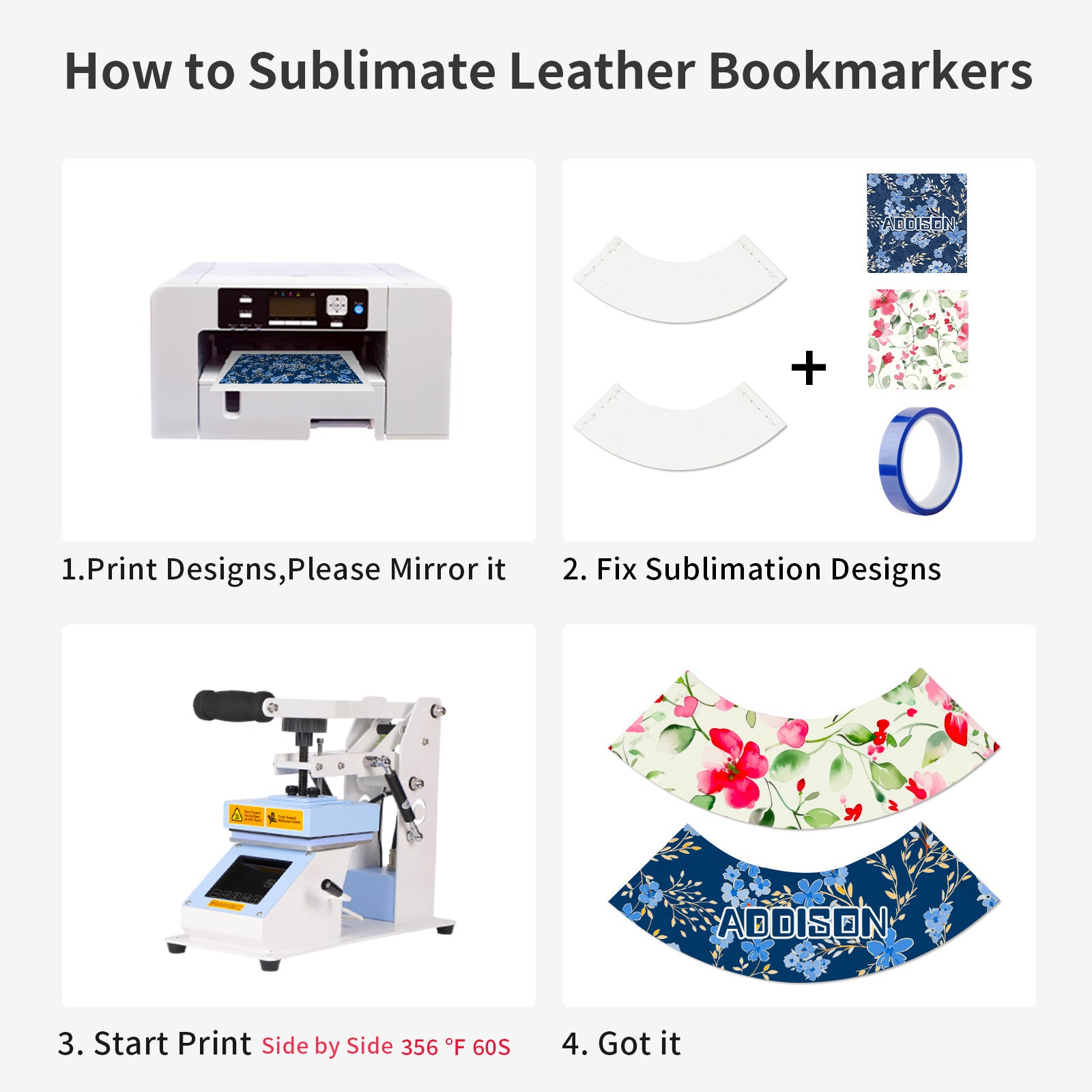 30 Pack Sublimation PU Leather Corner Bookmarkers 2.75" x 1.1" Round Bow White Blanks(3 Shape Options)