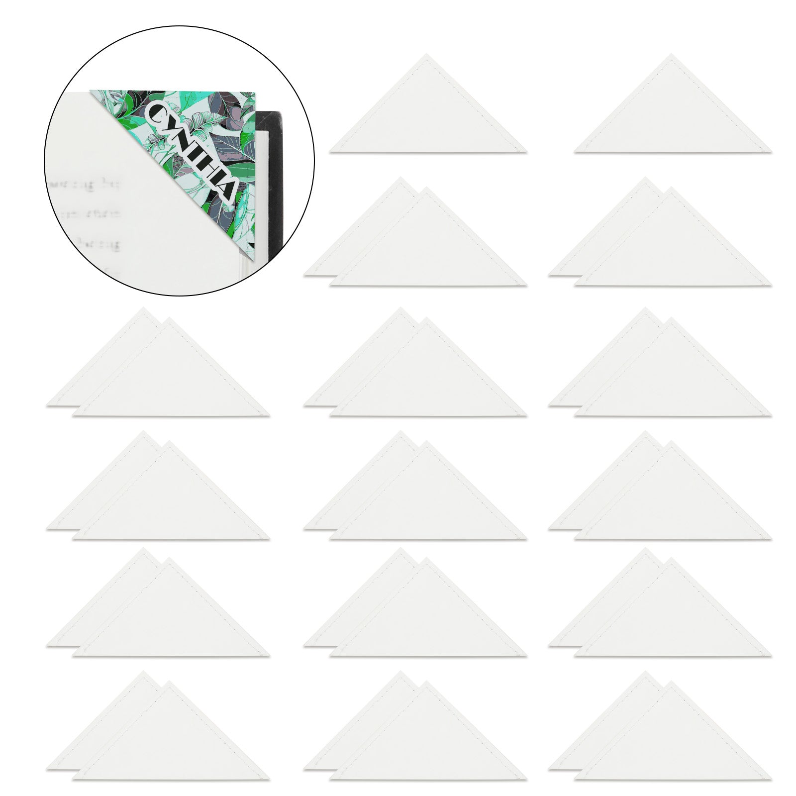 30 Pack Sublimation PU Leather Corner Bookmarkers 2.75" x 1.1" Round Bow White Blanks(3 Shape Options)