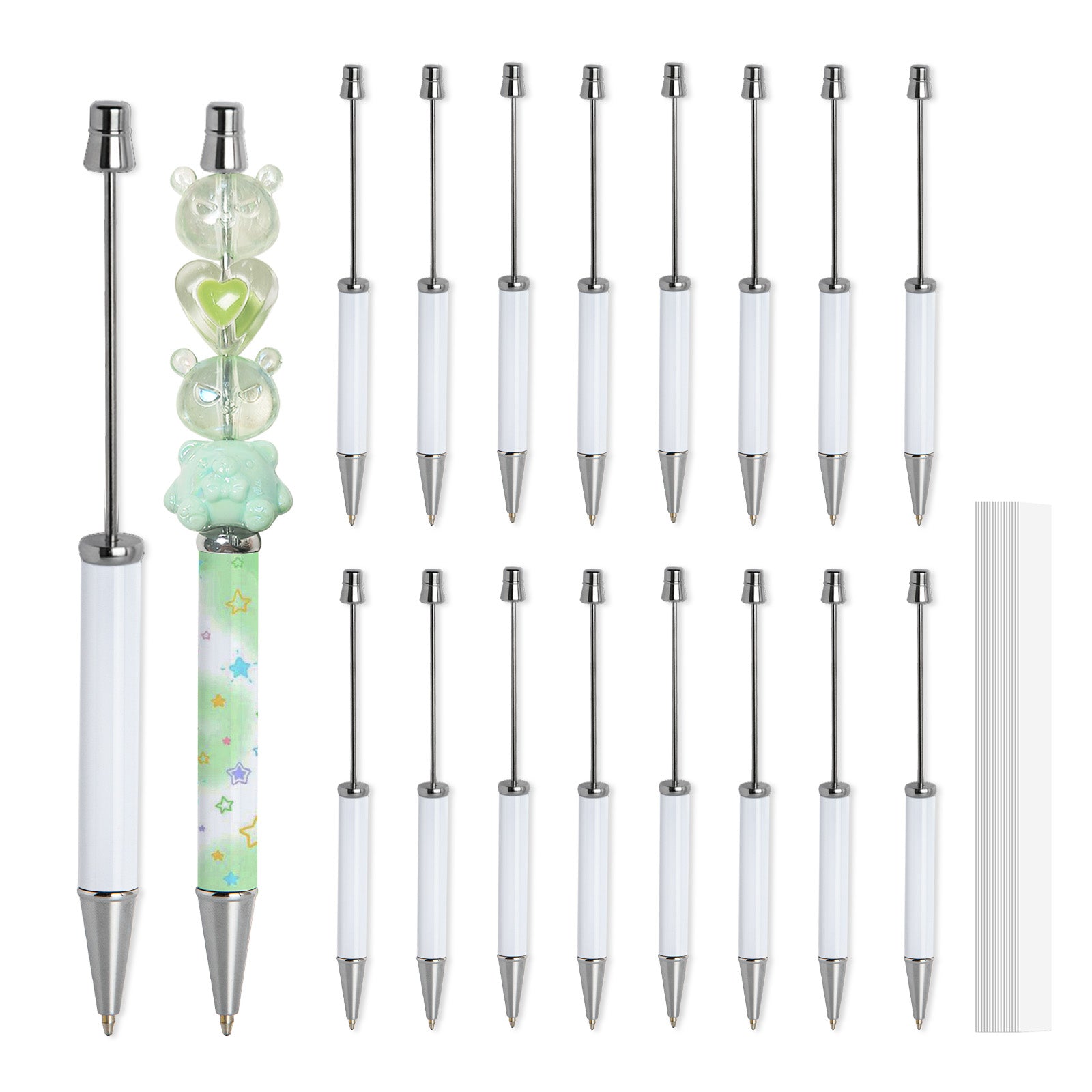 Wholesale Sublimation Beadable Pens Blanks Bulk White for Pen Heat Press with 25 Pieces Shrink Wrap Films 40 Pack & 60 Pack & 120 Pack