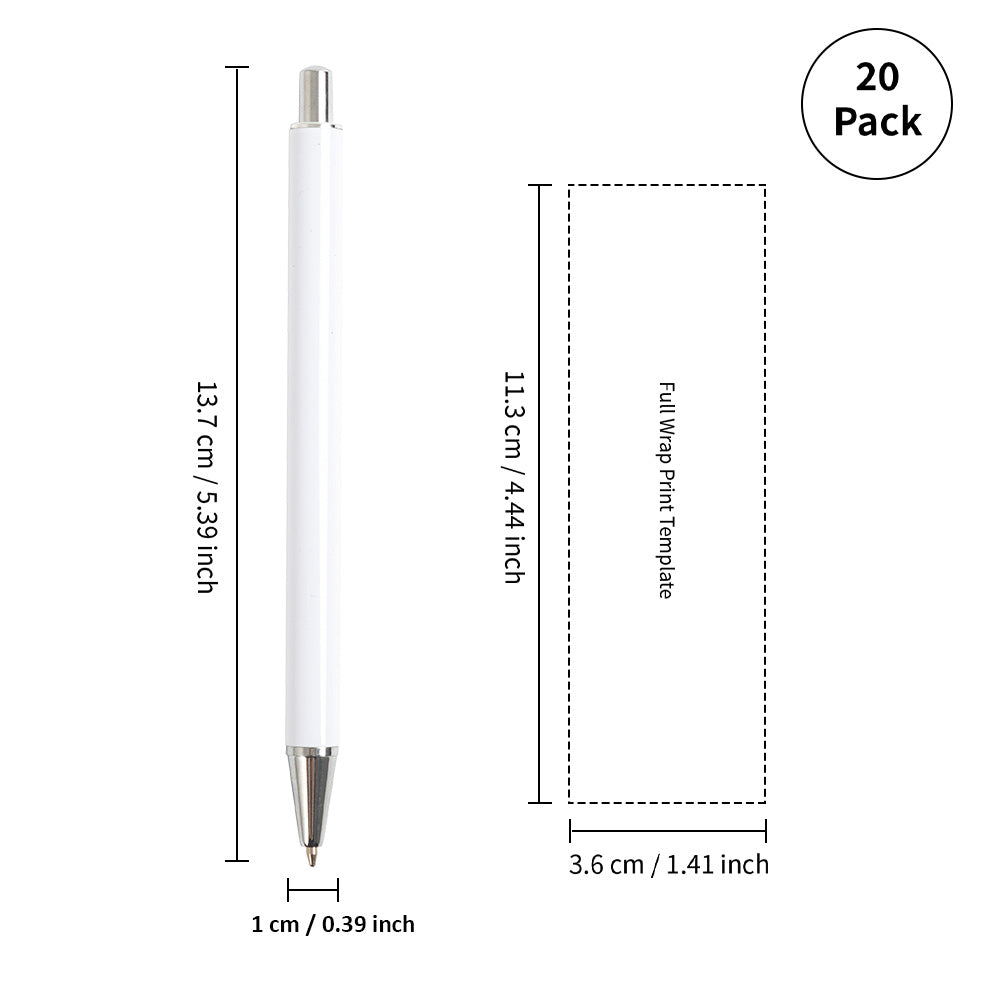 Wholesale Sublimation Pens Blanks No Clip Bulk for Pen Heat Press with 25 PCS Shrink Wrap Films 40 Pack & 60 Pacl & 120 Pack